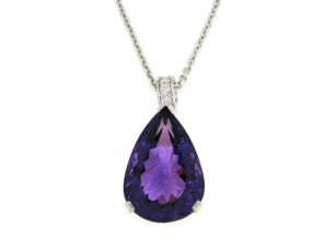 Amethysttropfen mit Brillanten in 750 Weißgold