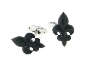Handgravierte Onyx Lillien in 750 Weißgold