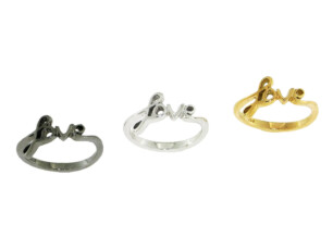 Love Ringe in 925 Sterling Silber dunkel platiniert und in 750 Weiß und Gelbgold