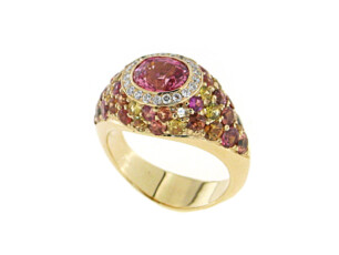 Safire und Brillanten in 750 Roségold