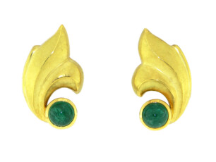 Smaragd Cabochons in Zesiliertem 750 Gelbgold