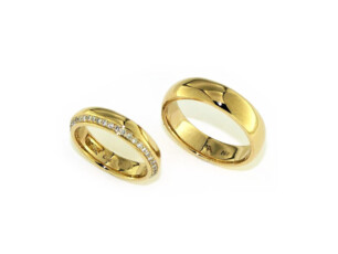 Trauringe in 585 Gelbgold mit Diamanten